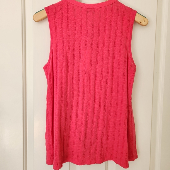 Lucky Brand Eyelet Yoke Tank Sleeveless Top Boho feminine Girly Cute Pink Medium - Picture 3 of 12